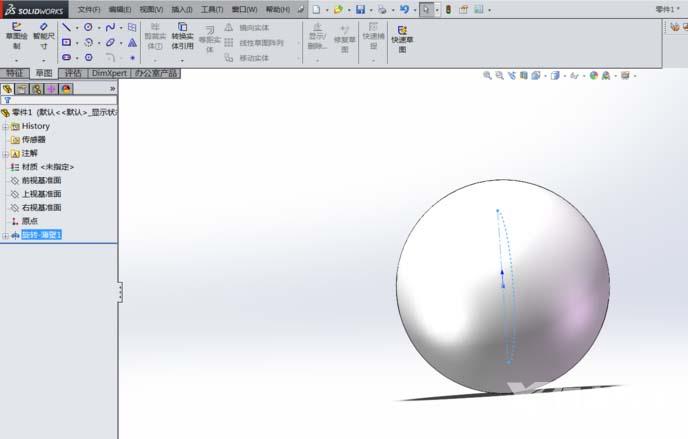 SolidWorks怎么画立体的圆球