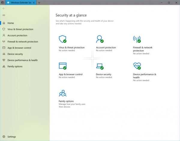 Windows 10新版17650推送：新UI让Defender大变样