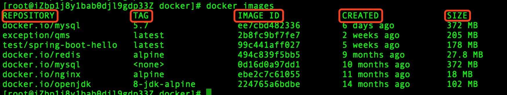 Docker 查看镜像信息