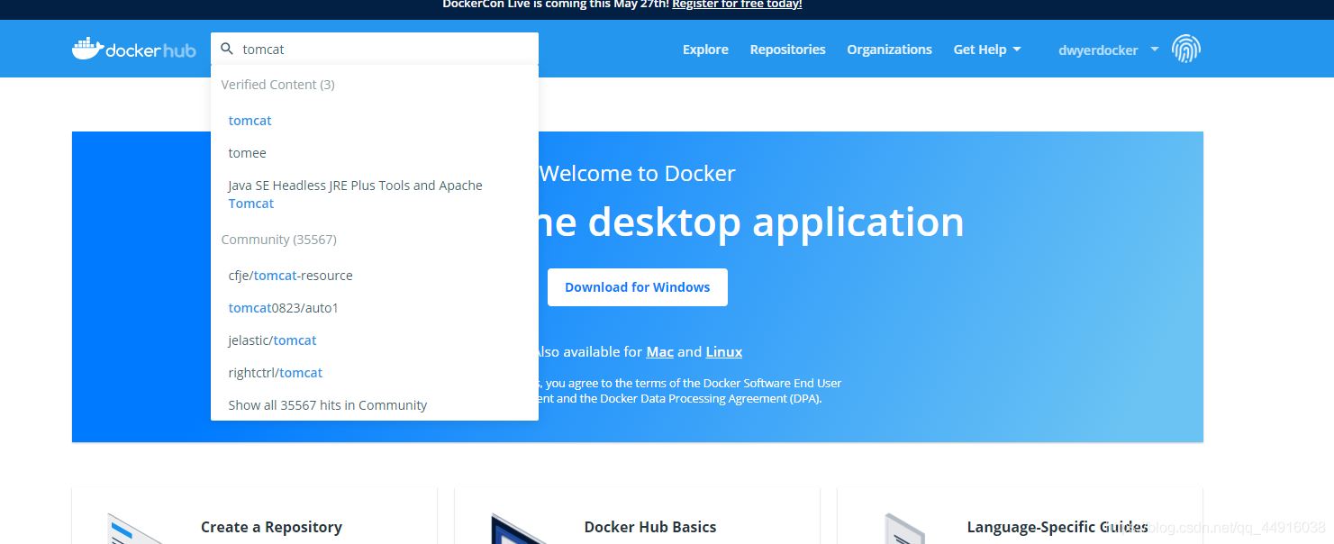 docker hub首页搜错tomcat