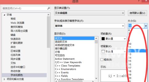 如何设置Microsoft Visual Studio的字体大小？Microsoft Visual Studio设置字体大小的方法截图