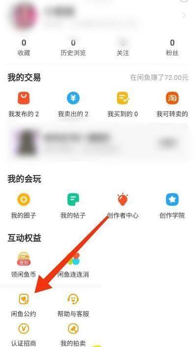 闲鱼怎么查看闲鱼公约？闲鱼查看闲鱼公约方法截图