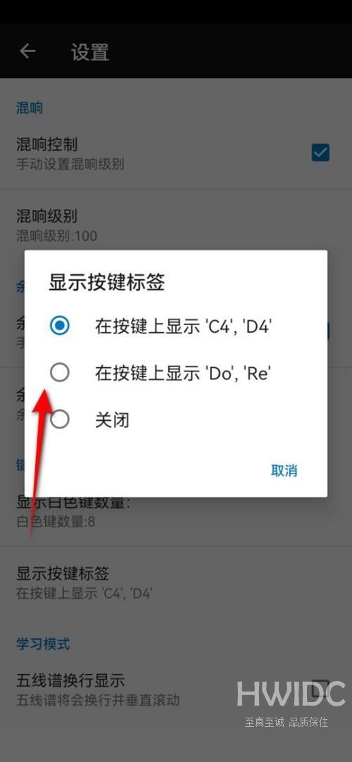 完美钢琴按键标签显示怎么设置？完美钢琴按键标签显示设置教程截图