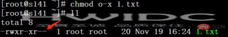 chmod o-x 1.txt