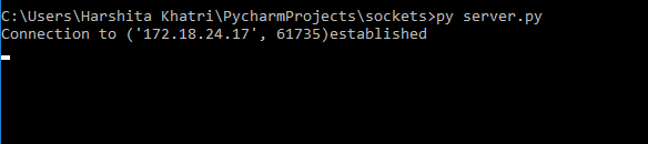 Python-Edureka中的cmd服务器套接字编程