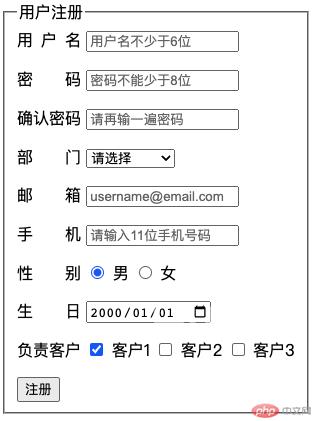 用户注册表单