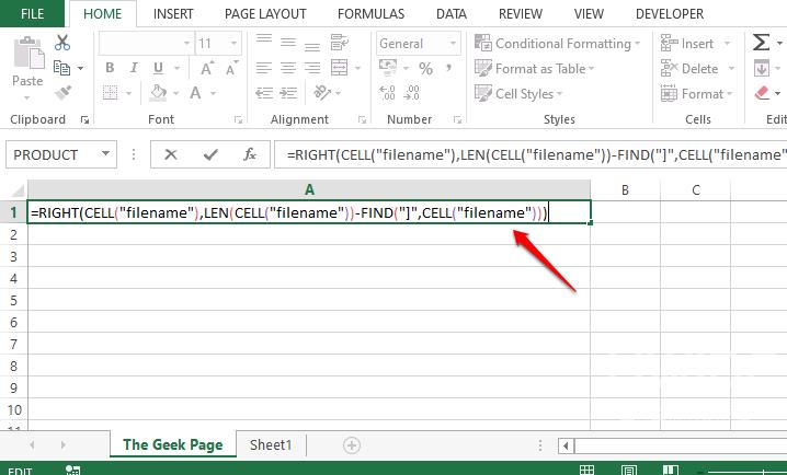 如何在 Excel 中获取当前工作表的名称