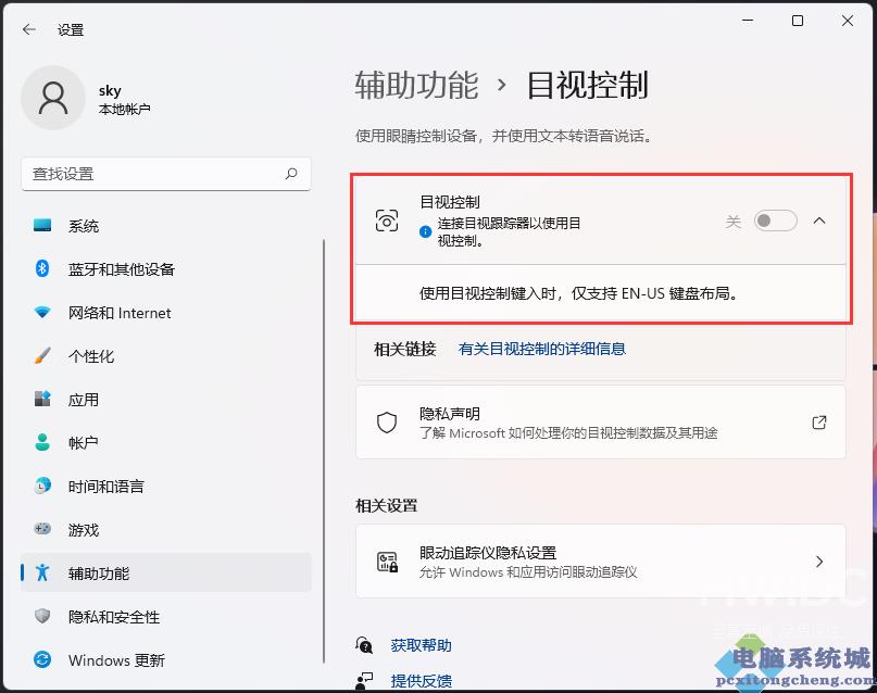 Win11如何开启目视控制？